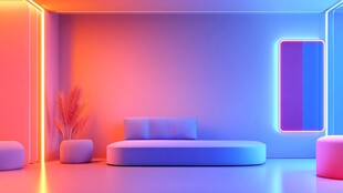 梦幻霓虹室内空间场景