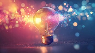 梦幻发光灯泡创意背景图