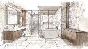 现代大理石风豪华浴室设计