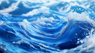 蓝色海浪的动感瞬间
