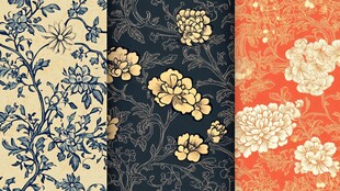 中式花卉图案精美壁纸
