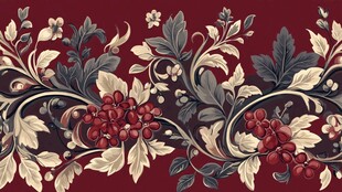 复古花卉植物纹样装饰图