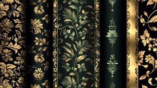 黑金花卉图案装饰素材集