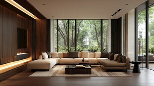 现代简约风客厅自然景观