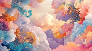 梦幻绚丽的云端景象