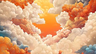 梦幻云海中的绚烂天空