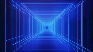 蓝色科技感光线隧道空间