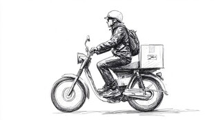 骑电动车的外卖配送员