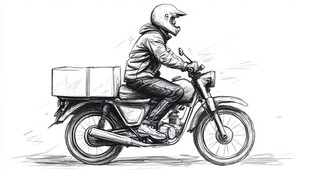 骑摩托送货的外卖员