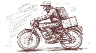 骑摩托的送货员