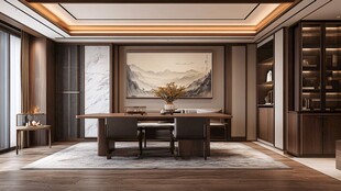 中式雅致书房室内设计图