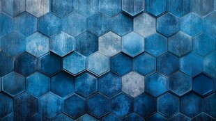蓝色六边形纹理墙面