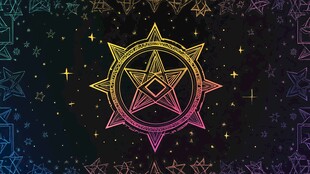 五彩神秘五角星魔法图案