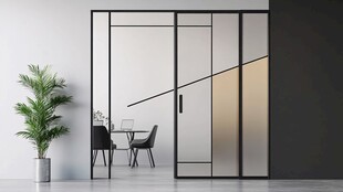 简约玻璃隔断的室内场景