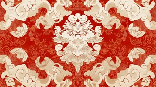 中式红底鎏金古典花纹图案