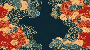 中式传统锦鲤祥云装饰图案