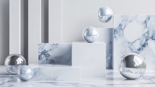 现代简约大理石与金属球场景