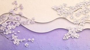 梦幻淡紫花卉立体背景图