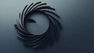 黑色旋转环状立体艺术图形