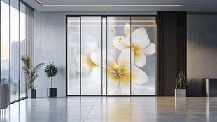 现代简约风格花卉玻璃隔断