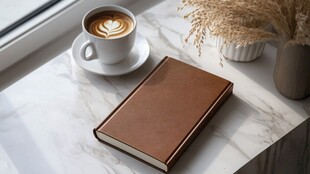 窗边咖啡与书的惬意时光