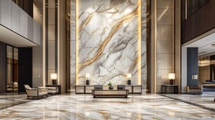 豪华大理石装饰的酒店大堂