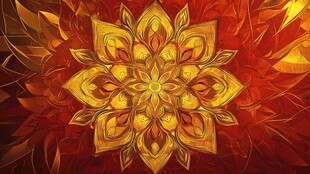 金色曼陀罗花纹绚丽背景