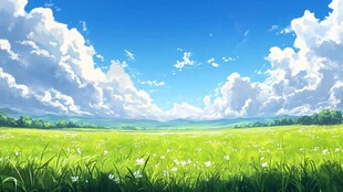 田园风光 绿野蓝天云飘逸
