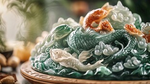 玉雕鱼龙摆件 尽显灵动神韵