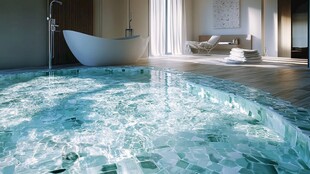 室内奢华泳池浴缸场景