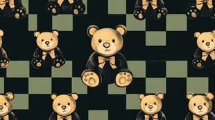 小熊方格图案 可爱风设计