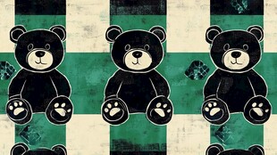 三只小熊复古风图案设计