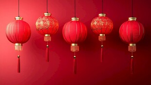 红色喜庆中式灯笼装饰图