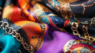 多彩奢华丝巾细节展示