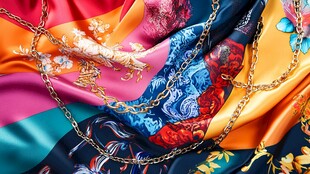 多彩丝绸配金链奢华图案