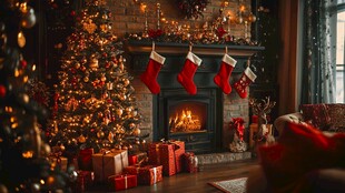 温馨圣诞室内节日装饰场景