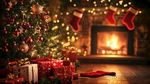 温馨圣诞夜室内节日景象