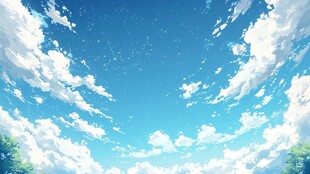 梦幻蓝天 白云与星空之景