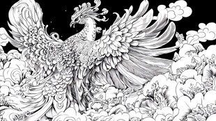 凤凰展翅于云海间