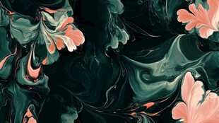 墨韵幻彩花卉抽象艺术图