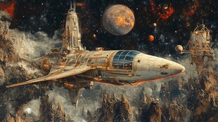 星际飞船穿梭奇幻外星世界