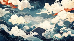 海浪翻涌间的奇幻云海