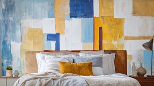 多彩抽象风卧室墙面装饰