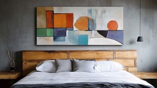 现代简约卧室的艺术挂画