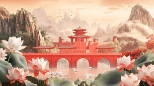 中式山水间的古韵楼阁