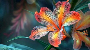 艳丽多彩美人蕉花朵特写