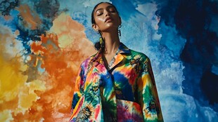 彩色印花服饰模特艺术照