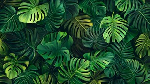 热带龟背竹叶背景图案