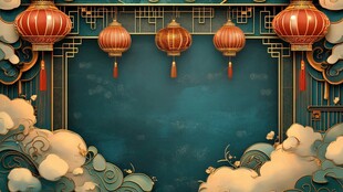 中式灯笼祥云古风背景图