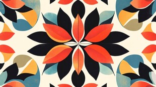 多彩几何花卉图案设计